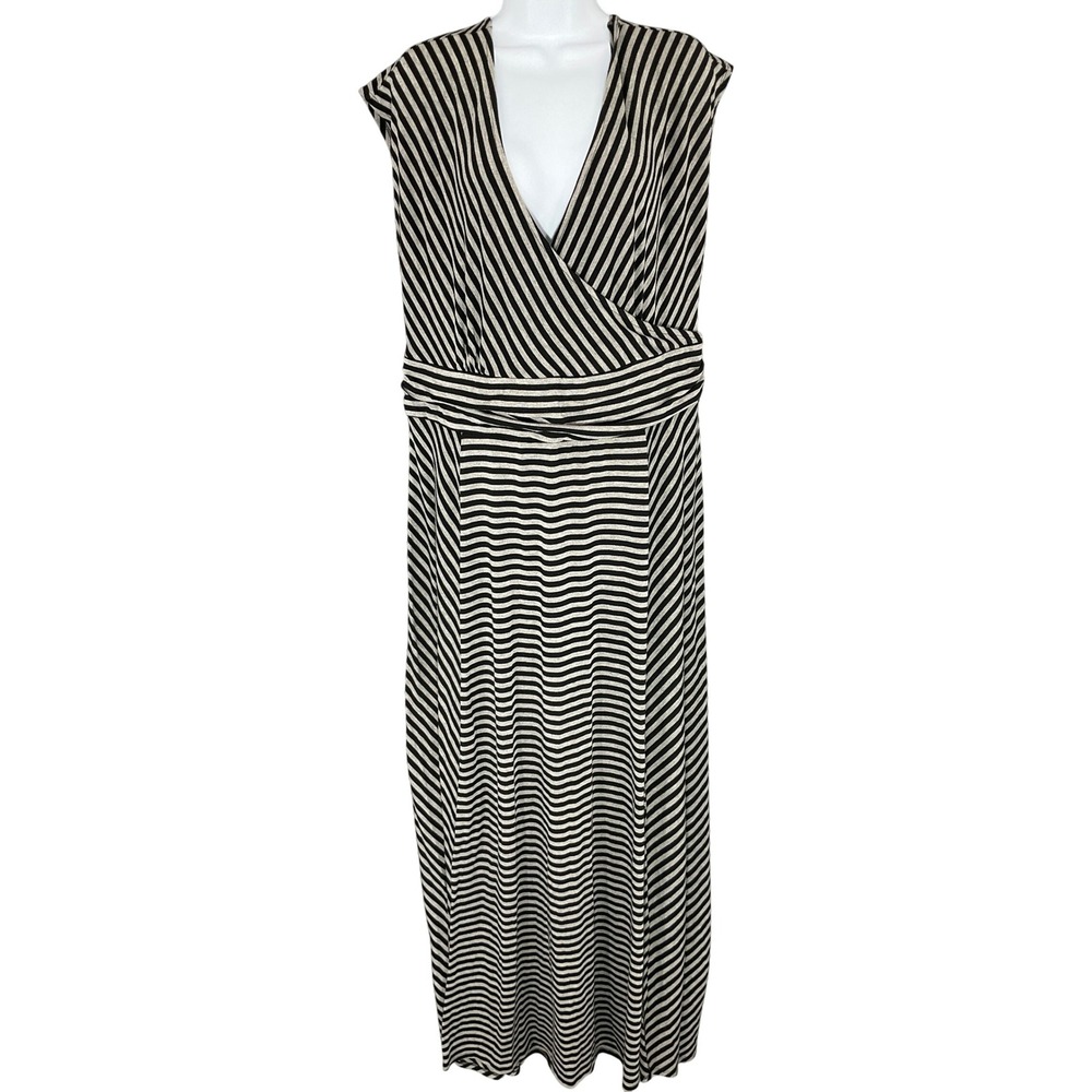 Torrid Maxi Dress Striped Sleeveless‎ V-Neck Casual Faux Wrap Stretch Plus Sz 2X